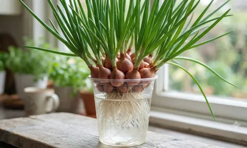 Cách trồng hành thủy sinh, cây lúc nào cũng xanh tươi: Ăn cả năm không hết