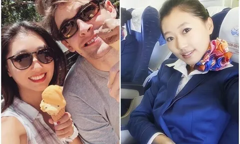 Tiếp viên hàng không xinh đẹp cưới trai Mỹ nghèo, 3 năm sinh 2 con gái, bỏ việc theo chồng sang Mỹ