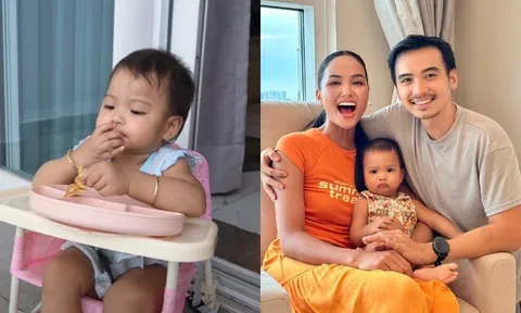 H'Hen Niê cho con gái đầu lòng vào bếp làm bánh, "em bé Ê Đê" kháu khỉnh ăn hết món mình làm