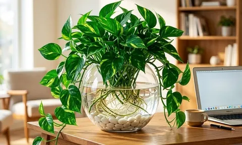 Cách trồng trầu bà thủy sinh đẻ nhiều nhánh, lá xanh mướt, to như bàn tay