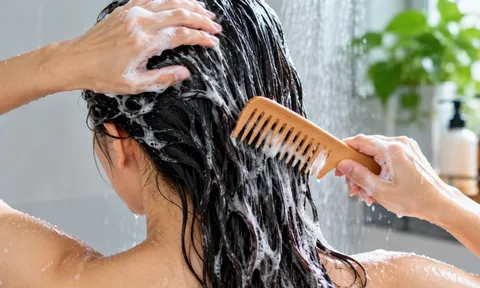 Chải tóc khi đang gội đầu có gây hại không?