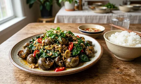 Không ngờ món ốc xào lá lốt tưởng chỉ hợp bàn nhậu lại đưa cơm đến thế, thêm 2 món là đủ mâm ngon