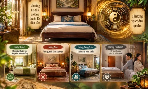 3 hướng kê đầu giường Thuận lộc tiền vào, 1 hướng vợ chồng lục đục