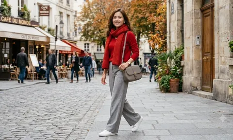 8 cách phối áo len đỏ đẹp và thanh lịch, giúp nàng nổi bật mùa thu đông