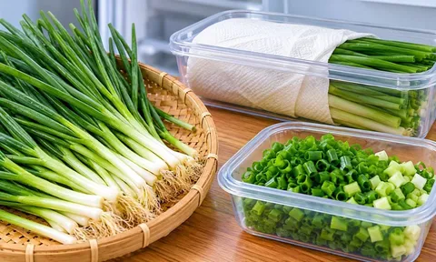 Cách bảo quản hành lá tươi cả tháng trong tủ lạnh, giữ màu xanh và mùi thơm