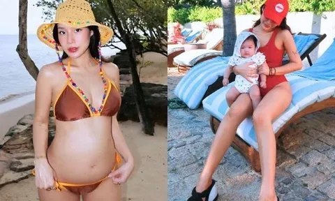 Nữ sinh Hà Nội xinh như hoa, giờ mặc bikini bé xíu khoe dáng nuột nà sau 4 tháng sinh con, chồng là nam thần
