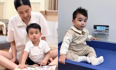 Mai Ngọc kèm con trai học bài trong biệt thự ở Bắc Ninh, chuẩn bị cho bé lần đầu tới trường