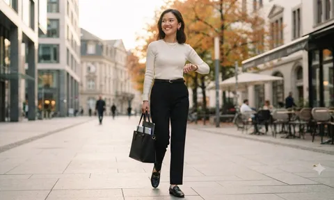Áo thun dài tay mùa thu: 5 cách phối đồ đơn giản giúp chị em mặc đẹp, thanh lịch
