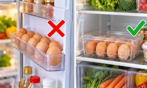 Cất trứng ở cửa tủ lạnh có nên không?
