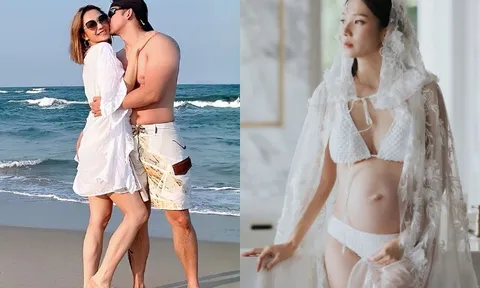 Á hậu đình đám mặc bikini khoe bụng bầu "vượt mặt" ở Phú Quốc, 40 tuổi nhìn trẻ như thiếu nữ 18