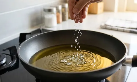 Tại sao khi chiên rán, nên cho vài hạt muối vào chảo dầu?