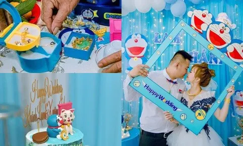 Đám hỏi tại Bạc Liêu: 100% trang trí họa tiết Doraemon, độc nhất vô nhị