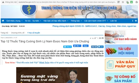 Loạt TPBVSK được trang web của Sở Y tế Lai Châu quảng cáo là thuốc