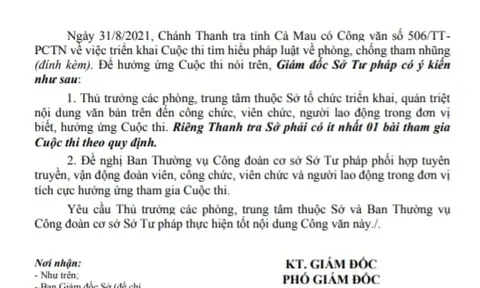 Cà Mau: Triển khai 'Cuộc thi tìm hiểu pháp luật về phòng, chống tham nhũng'