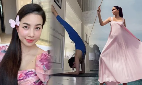 Hoa hậu Phạm Hương khoe thế yoga khó hậu nghi vấn mang bầu lần 3