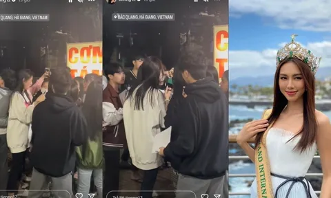Thái độ của Hoa hậu Thùy Tiên khi bất ngờ bị fan vây kín ở Hà Giang gây chú ý