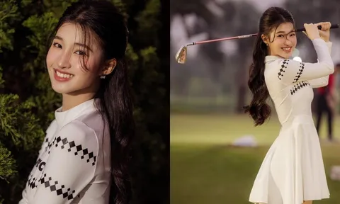 Á hậu Phương Nhi đẹp phát sáng ở sân golf, CDM chỉ chú ý vào điều này