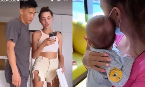 Vợ Tây Bùi Tiến Dũng lộ nhan sắc thật khi ở nhà, nhóc tì bụ bẫm khiến CDM xuýt xoa
