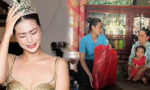 Hoa hậu Thiên Ân gây xúc động khi đến nhà bé Hạo Nam dịp cận Tết