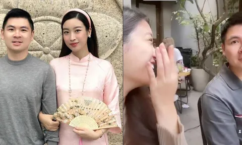 Vợ chồng Đỗ Mỹ Linh cực đáng yêu trong khoảnh khắc 'vòi quà' trước thềm Valentine