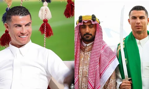 Ronaldo vừa ngầu vừa đẹp trai trong trang phục truyền thống của Saudi Arabia