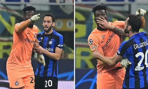 Hai cầu thủ Inter suýt 'choảng nhau' ngay trên sân bóng
