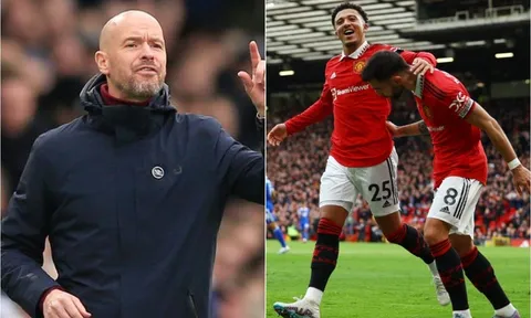 Đạt cột mốc khủng sau trận thắng Leicester, HLV Ten Hag tự tin giành 'cú ăn bốn' cùng MU