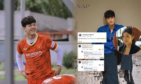 Trung vệ U23 Việt Nam thân mật với diễn viên trong phim 'Đừng nói khi yêu'