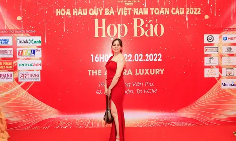 Thí sinh Lê Hồng Loan lộ diện tại cuộc thi Hoa hậu Quý bà Việt nam Toàn Cầu 2022