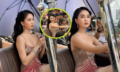 Loạt ảnh chụp lén Ngọc Trinh ở hậu trường quay phim qua camera thường, lộ rõ nhan sắc và body thật