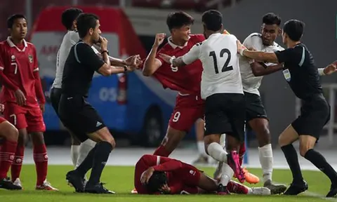 VIDEO: Cầu thủ Indonesia 'tỉ thí võ công', biến sân bóng thành sàn đấu