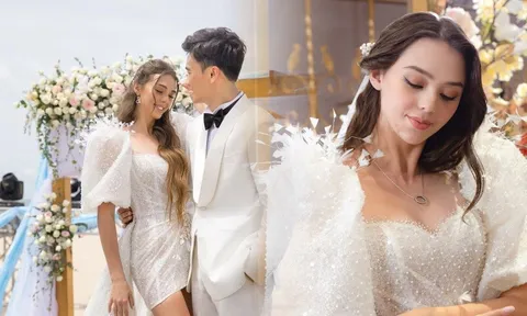 Vợ Tây của thủ thành Bùi Tiến Dũng 'đốt mắt' dân tình khi diện trang phục kiệm vải