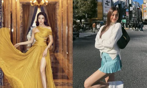Lương Thùy Linh diện váy ngắn ‘cũn cỡn’, khoe đôi chân 'kiếm Nhật' triệu độ