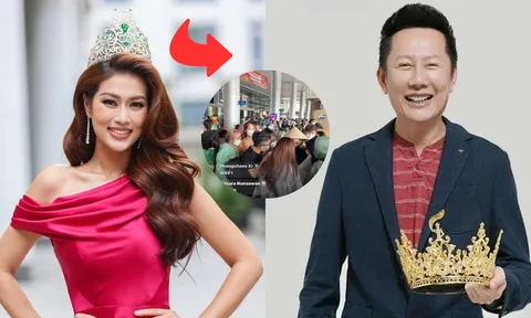 Thiên Ân bận, fan sắc đẹp 'ùn ùn' đón ông Nawat cùng thí sinh Miss Grand Thailand đến Việt Nam 