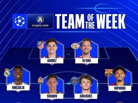 Đội hình xuất sắc nhất vòng 7 Champions League: Vắng bóng nước Anh