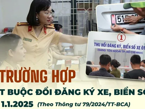 Kể từ 1/2025, có 06 trường hợp bắt buộc đổi đăng ký xe, biển số xe: Chậm trễ sẽ bị phạt