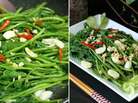 Làm thêm bước này khi nấu rau lang xào tỏi, đĩa rau giòn ngon, xanh mướt như nhà hàng