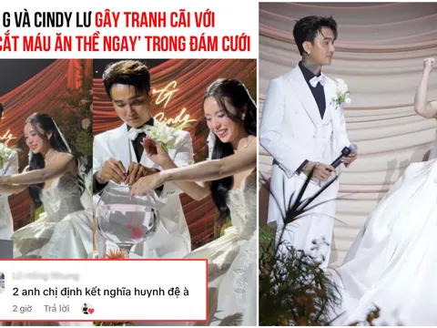 Cặp đôi Đạt G và Cindy Lư thực hiện nghi thức “cắt máu thề nguyện” trong đám cưới gây tranh cãi