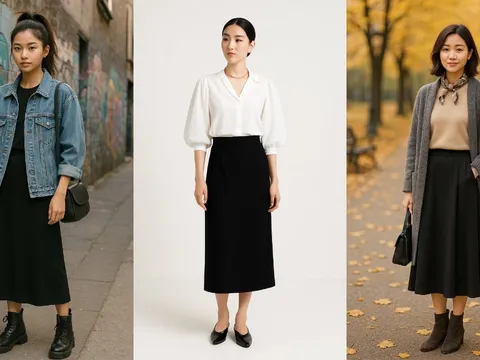 Chân váy đen dài – 6 cách mix diện đẹp “miễn chê” và cực hợp gu chị em