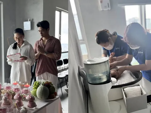 Lễ đầy tháng con gái nhà Ngô Thanh Vân – Huy Trần ngập sắc hồng, ái nữ có đến 2 người hỗ trợ chăm sóc