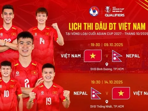Lịch thi đấu tháng 10 của tuyển Việt Nam tại vòng loại Asian Cup 2027
