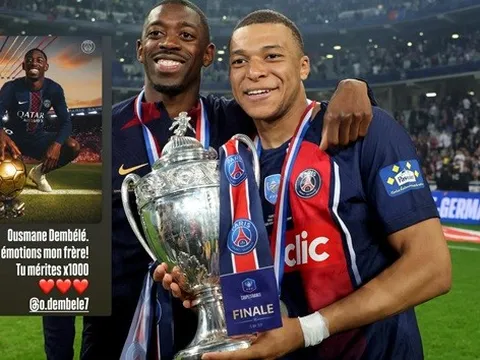 Phản ứng của Mbappe khi Dembele giành Quả bóng vàng
