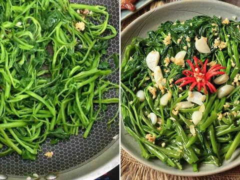 Mẹo xào rau muống giòn ngon, không thâm đen: Nhớ làm 2 việc này