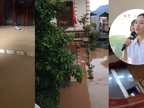 Nhà Hoa hậu Lương Thùy Linh chìm trong nước sau bão số 10: Cảnh tượng tan hoang khó tin