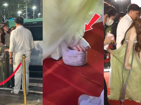 Hòa Minzy bất ngờ chống nạng, đi xe lăn tại sự kiện