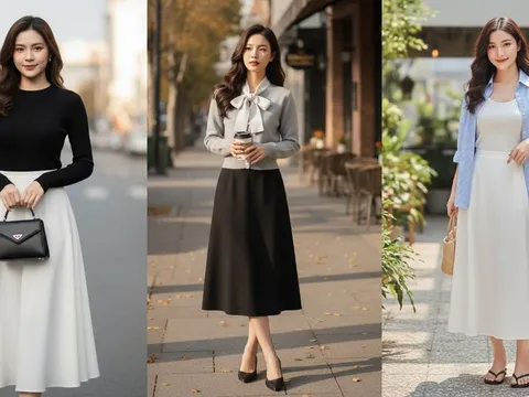 Chỉ cần một chiếc chân váy suông, chị em mặc thế nào cũng sang – tôn dáng đỉnh khỏi bàn