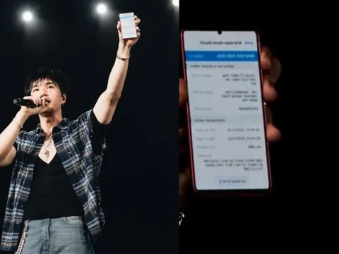 HIEUTHUHAI gây xúc động khi ủng hộ 400 triệu đồng cho miền Trung ngay trên sân khấu