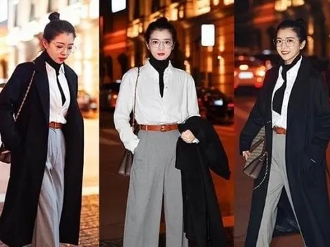 Áo khoác + quần ống rộng: công thức mặc đẹp mùa đông cho phụ nữ trên 40 tuổi