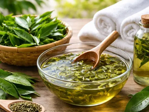 Cách gội đầu bằng lá trà xanh giúp sạch gàu, mượt tóc, trị rụng tóc, tóc mới mọc lên tua tủa