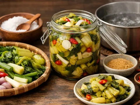 Cách muối dưa cải Vàng Giòn không khú váng với Nước Nóng: Nhiều người tưởng nghịch dại hoá ra thành công bất ngờ